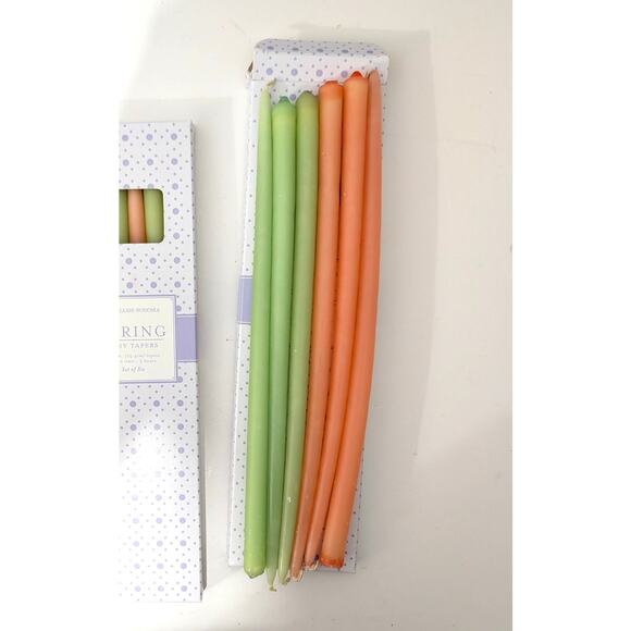 Lot of 4 Williams Sonoma Spring Easter 24 Tiny Taper Candles Orange Green 10" - Picture 10 of 11
